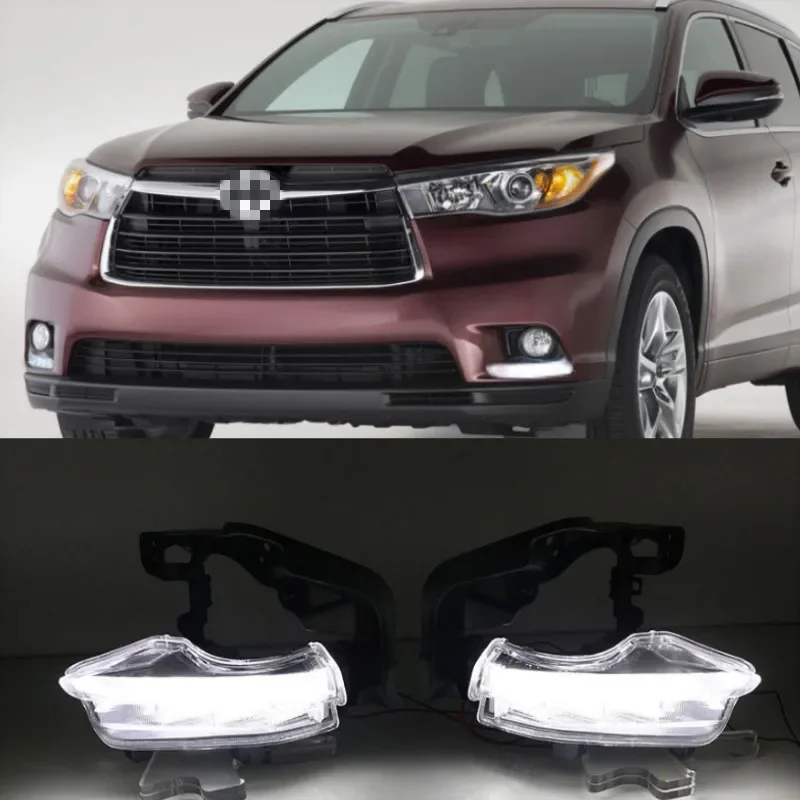 

1 Pair Car Front Bumper LED DRL Daytime Running Lights Lamp Fog Light Car Styling for Toyota Highlander 2014 2015 2016