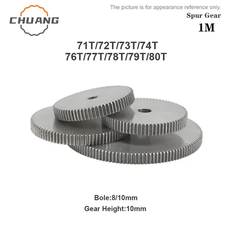 1M 71/72/73/74/75/76/77/78/79/80T spur Gear rough Hole 8/10mm gear wheel 45#carbon steel Material motor gear Total Height 10mm