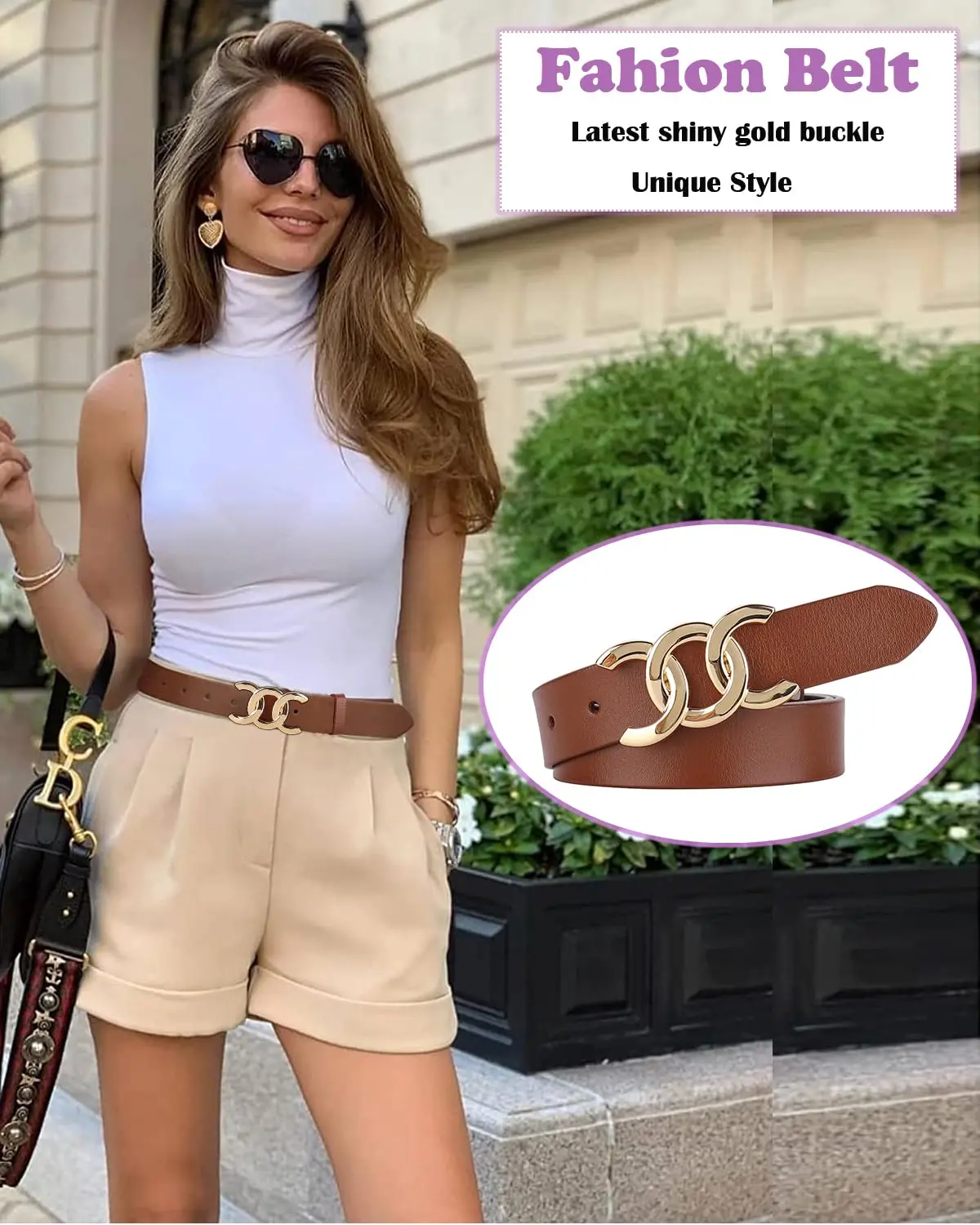 

2.8cm Leather Decorative Thin Women's Belt New Style With Dress Versatile Jeans For Lady Waistband Gold/Silver Buckle Belts