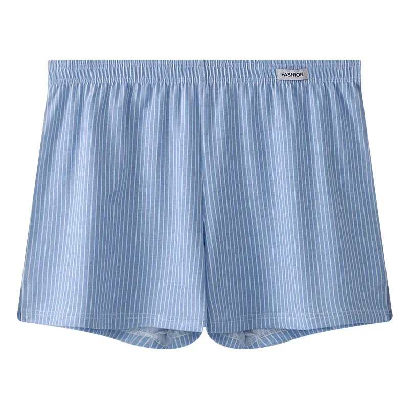 Calcinha respirável de algodão amigável para homens, shorts boxer listrados soltos, divisão lateral juvenil, casual confortável para casa, calça Aro moda