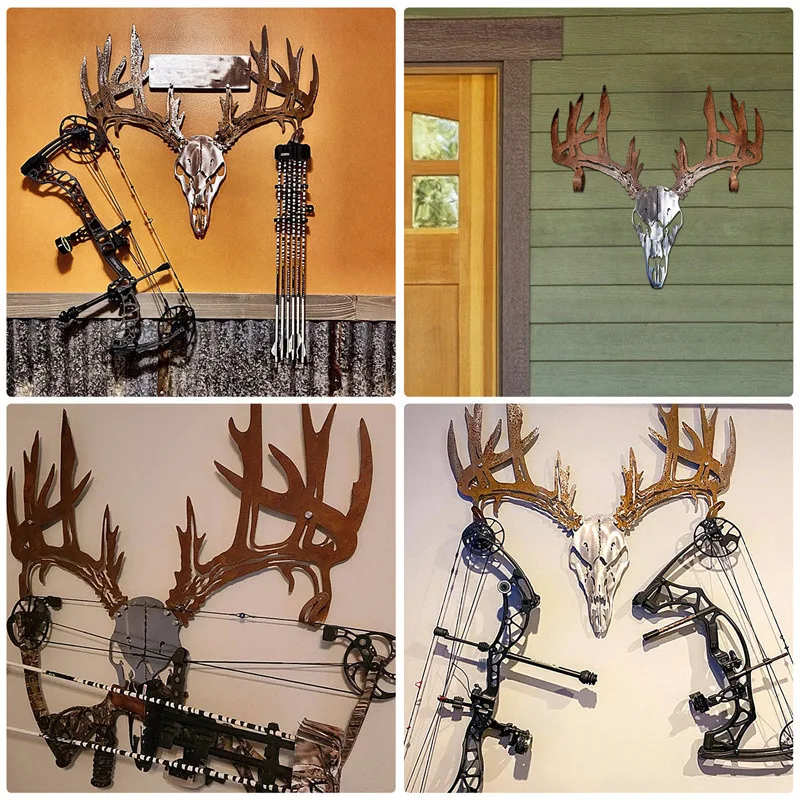 Deer Kopf Geweih Wand Hängen Haken Bogen Gun Rack Elch Tier Dekoration für Hängen Hut Kleidung Schlüssel Deer Hörner Rack wand Dekor