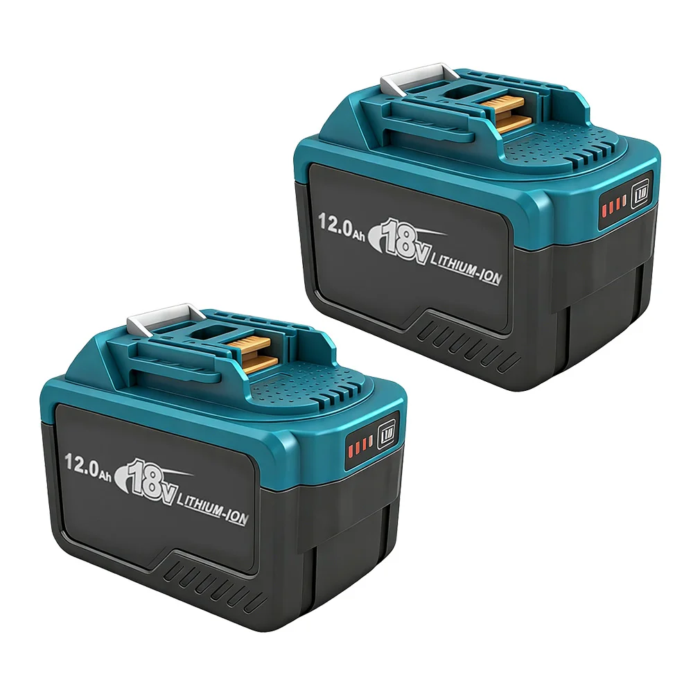 2Pack 12Ah Vervanging voor Makita 18V Batterij BL1860B, Vervangende Batterijen Compatibel met Makita BL1860 BL1820 1830B 1840B 1850B