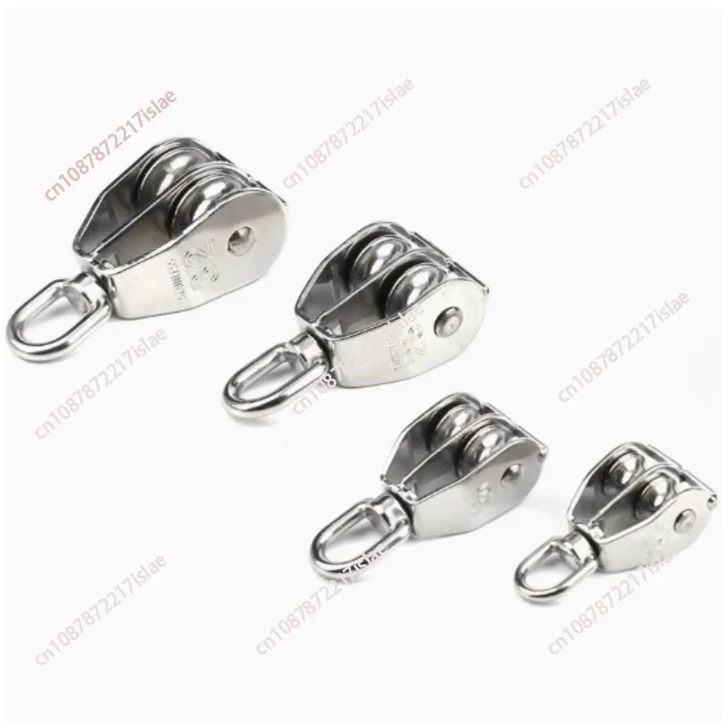 304 stainless steel pulley wire rope u-shaped fixed pulley hook wheel roller single and double wheel