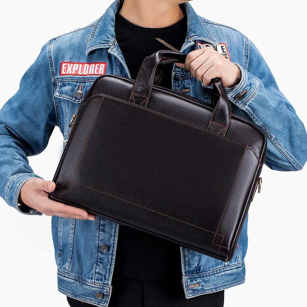 กระเป๋าถือหนังผู้ชาย, กระเป๋าเอกสารหนังวัวชั้นบน, กระเป๋าแล็ปท็อปหนัง, กระเป๋าสํานักงานข้ามแนวทแยง 