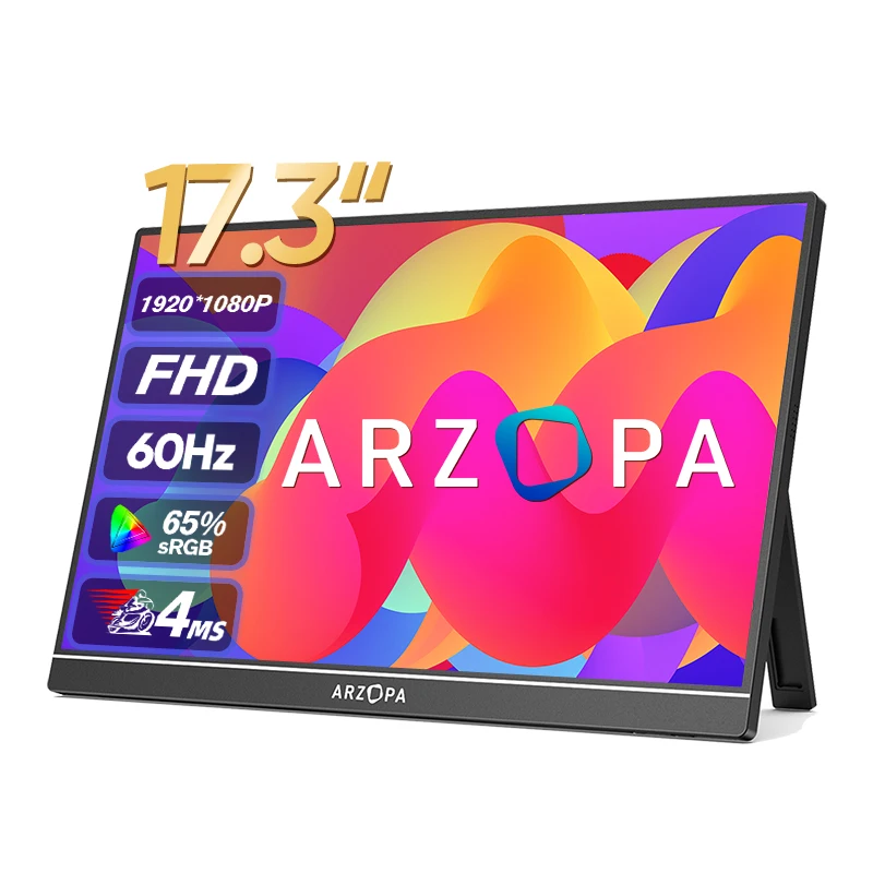 Портативный 17,3-дюймовый монитор FHD 1080P с фотосъемкой Внешний мини-HDMI IPS-экран для ноутбуков Mac PC Xbox PS Switch A1M