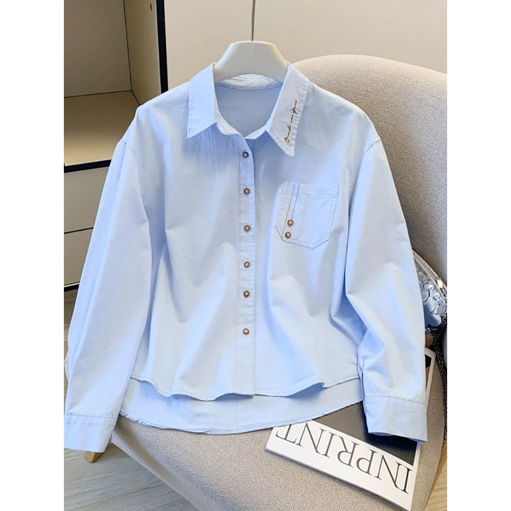 

Spring Cotton Collar Long Sleeve Women's Shirt Korean Style Casual Fashion High End Quality Top for Daily Wear And Date