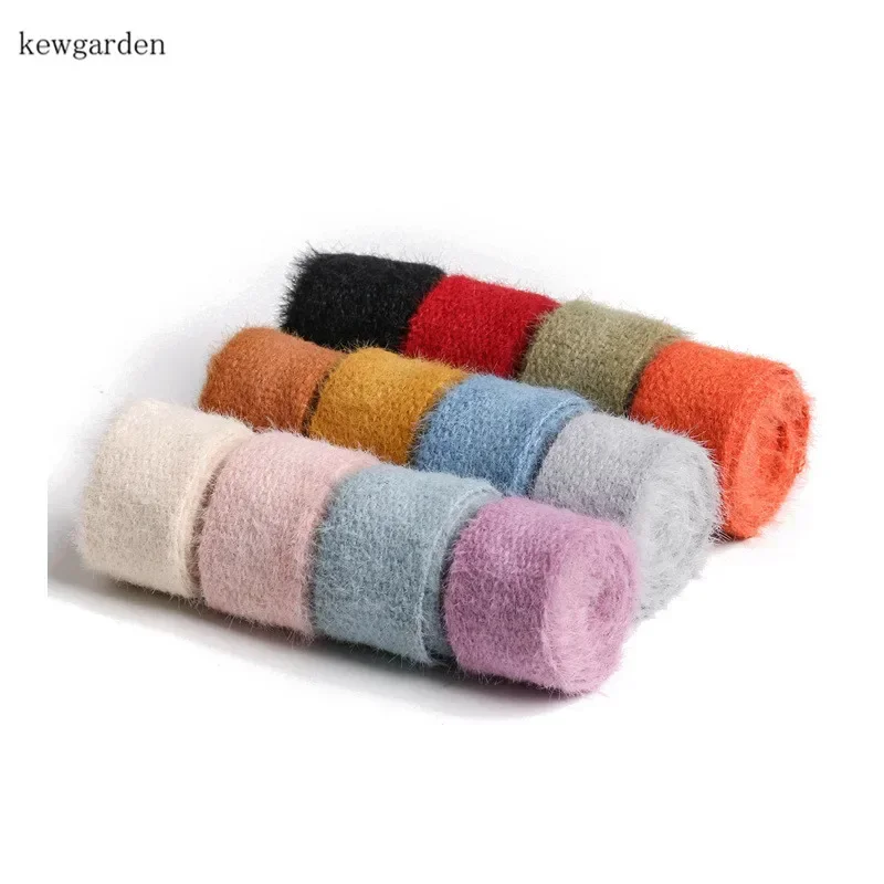 

Kewgarden 25mm 38mm 1" 1.5" Knitted Plush Ribbons Sewing Handmade Tape DIY Bow Corsage Hair Accessories Packing Riband 10 Yards