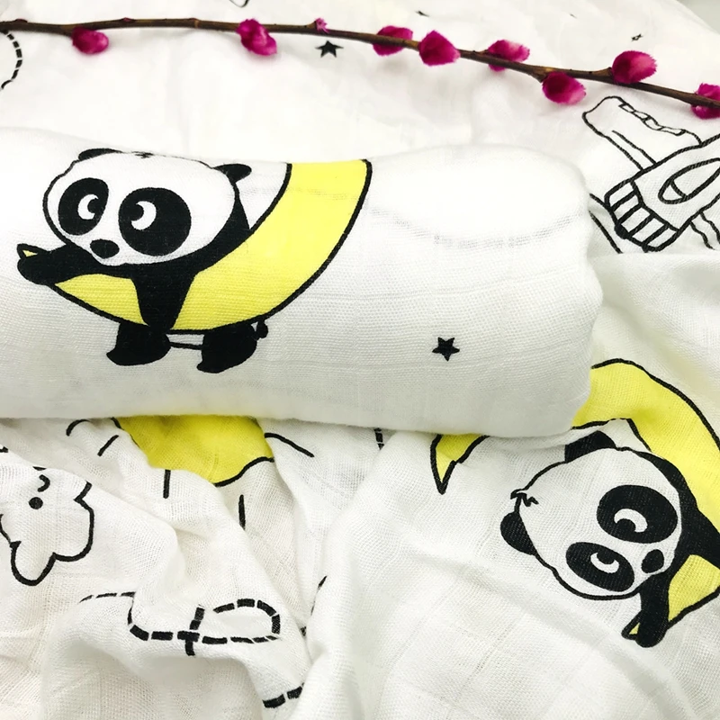 Panda Ultra Soft Baby Muslin Blanket 47x47 Inch Lightweight Breathable Swaddling Receiving Blanket for Newborn Infant Perfect
