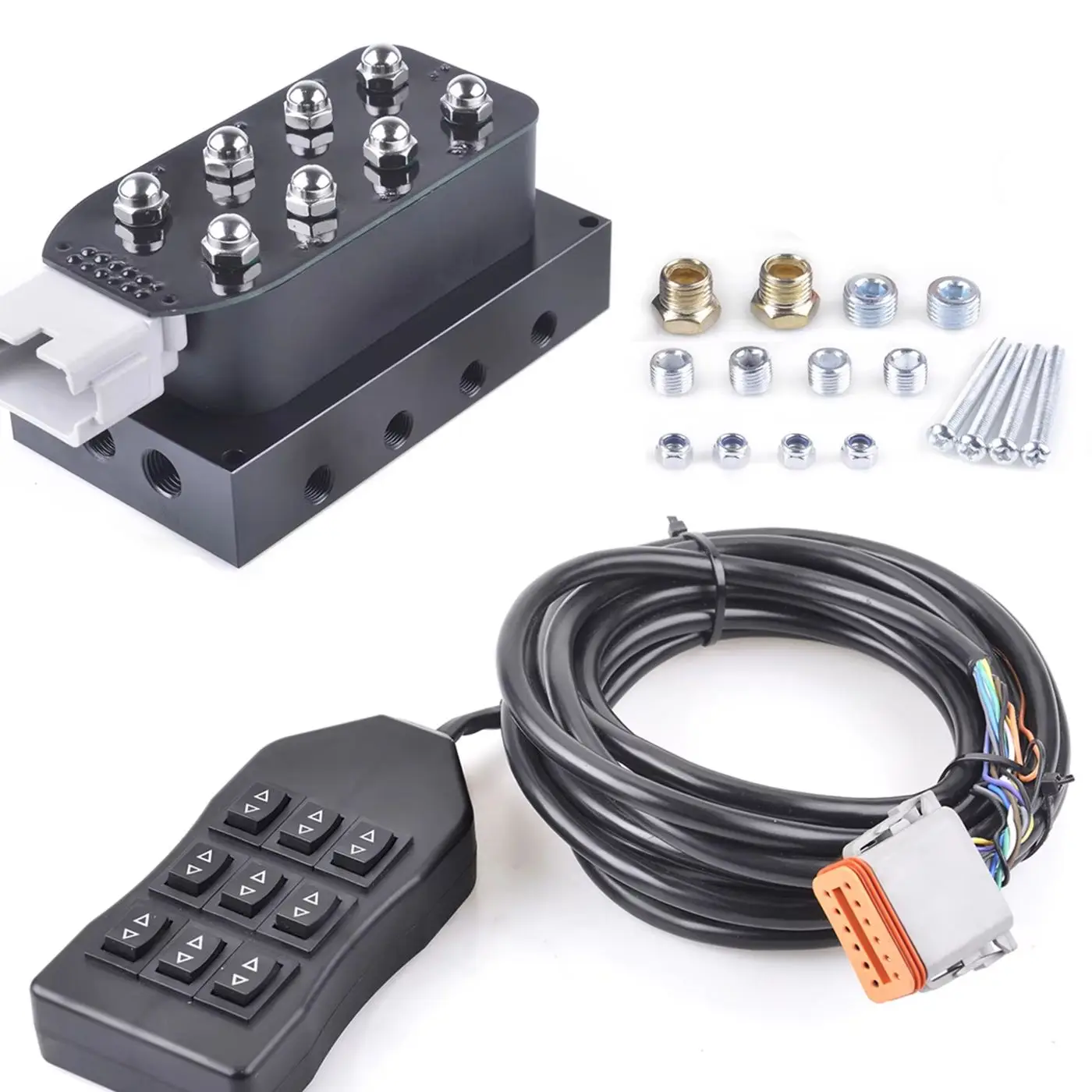 

12 В 4-ходовой электромагнитный клапан для воздушной езды, система подвески для воздушной езды, электромагнитный клапан коллектора с 9 ключами, контроллер переключателя