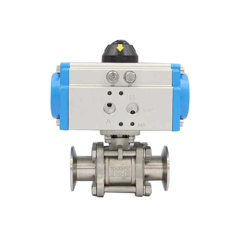 

DN32 Sanitary Stainless Steel SS316L Tri Clamp 2 way water milk Pneumatic Actuated 3pc Sanitary Ball Valve