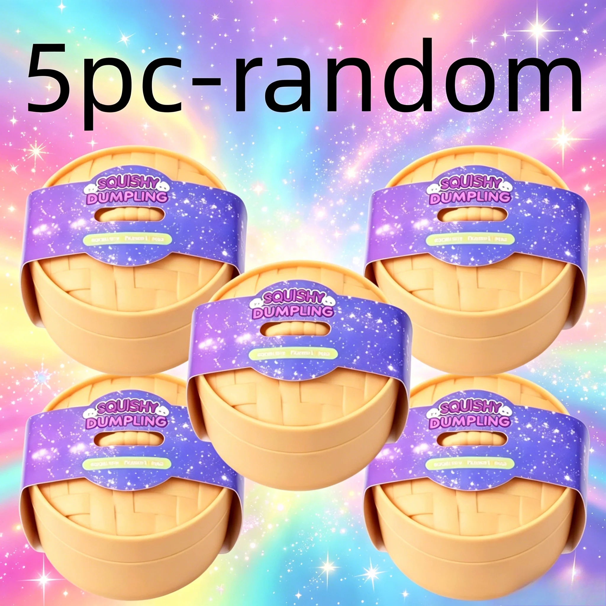 1/6pc Mini Glitter Dumpling Squishy with Box Dumplings Sensory Squeeze Toy for Stress Relief Random Color