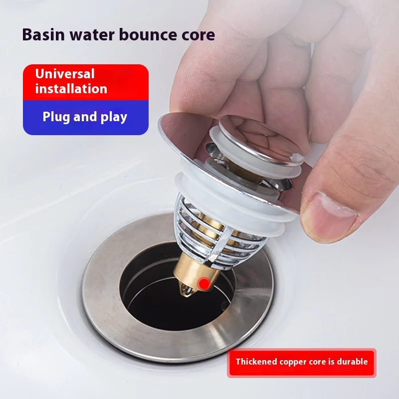 Bathtub Drain Plug Stainless Steel Universal Basin Pop-up Drain Filter Hair Catcher Bathroom Tools Easy to Install