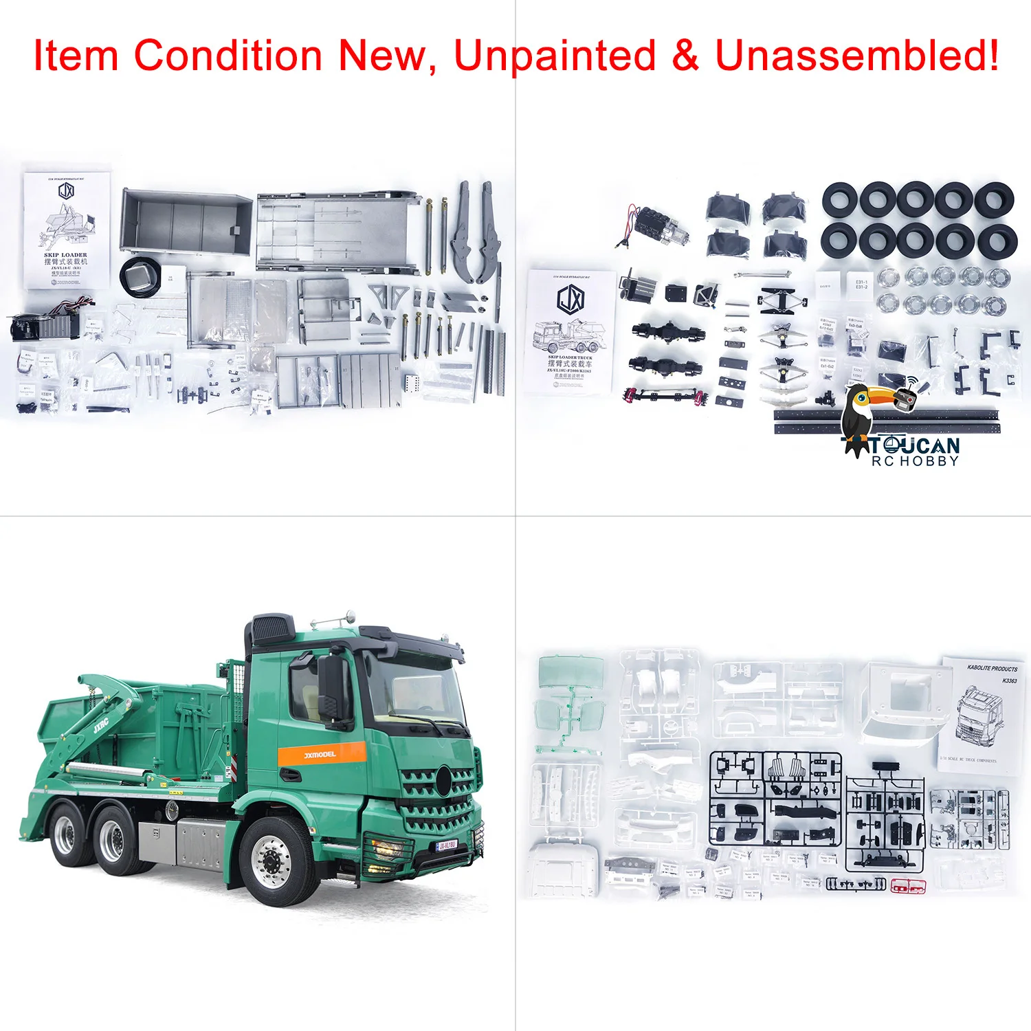 VL18U K3363 1/14 Hydraulic RC Skip Loader Truck Swing Arm Loading Cars Kits Model Adult Toy 2-Speed Gearbox Servo TH22708-SMT4