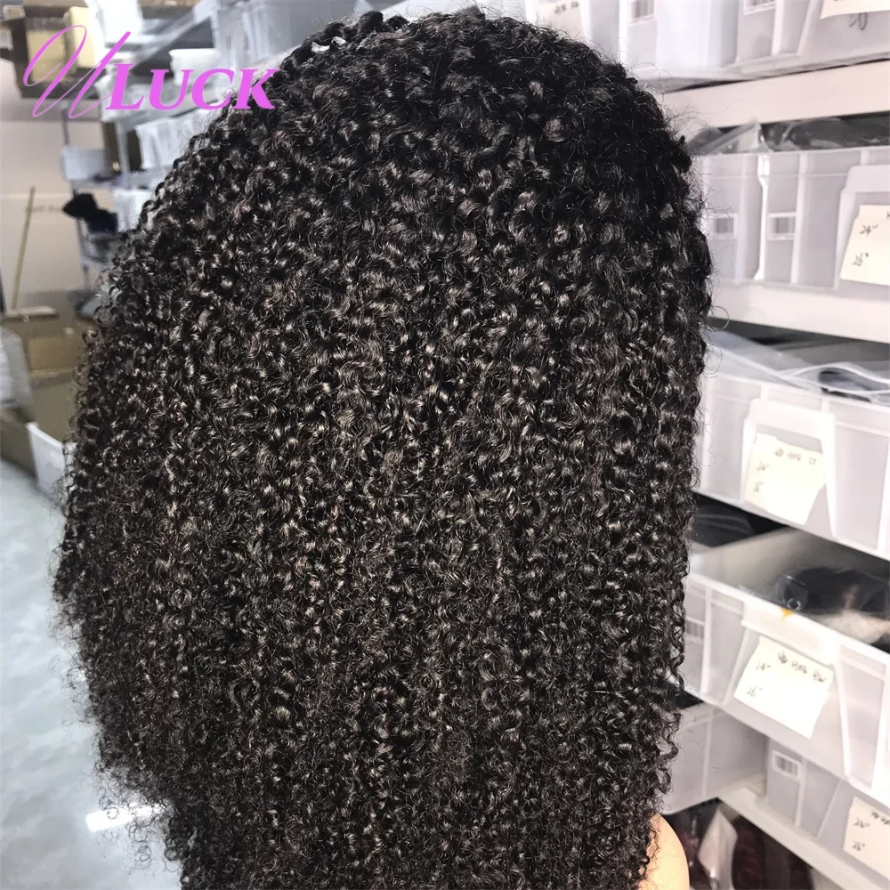 Uluck, medias pelucas ajustables hechas a máquina, media peluca rizada Pixi birmana, pelucas sin pegamento de 350% de densidad, peluca de cabello humano 100% lista para usar