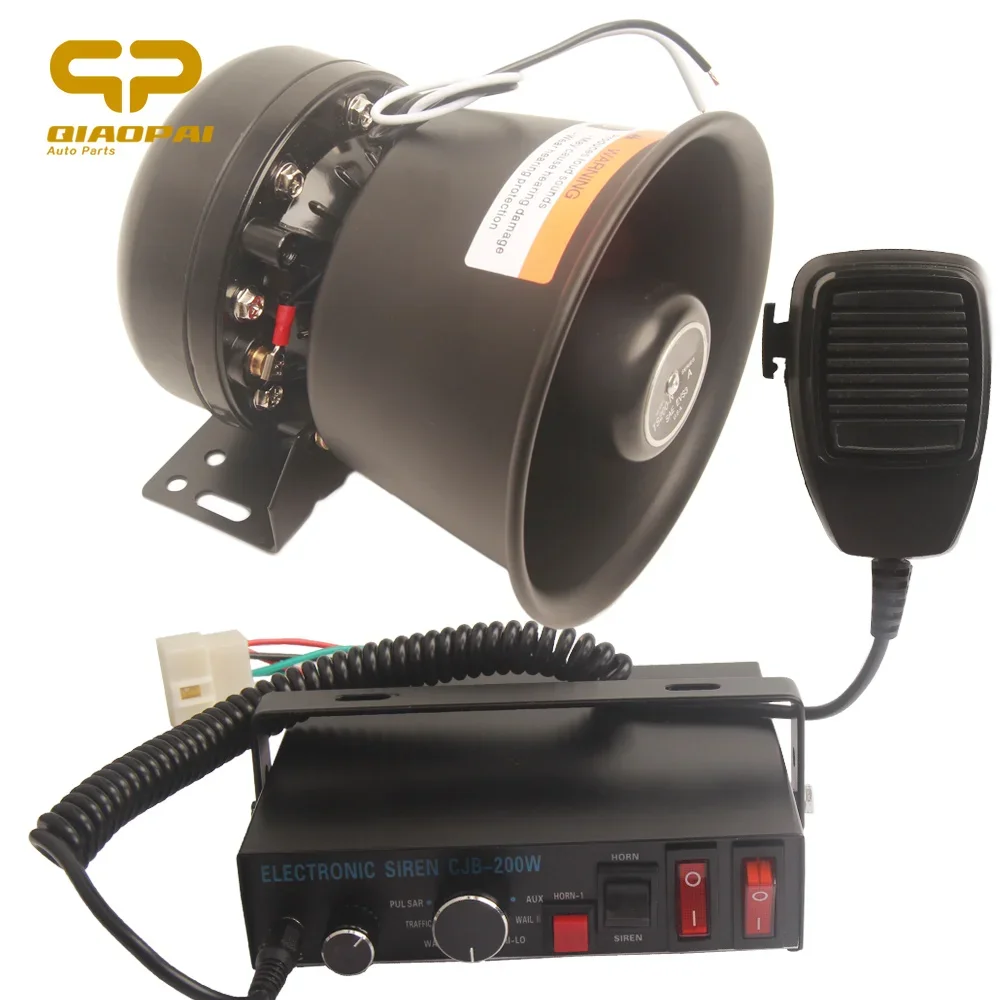 200W  8 Tone Loud Car Warning Alarm Police Siren Horn Speaker Auto Horn 12V PA MIC System For Car Truck Van Horns