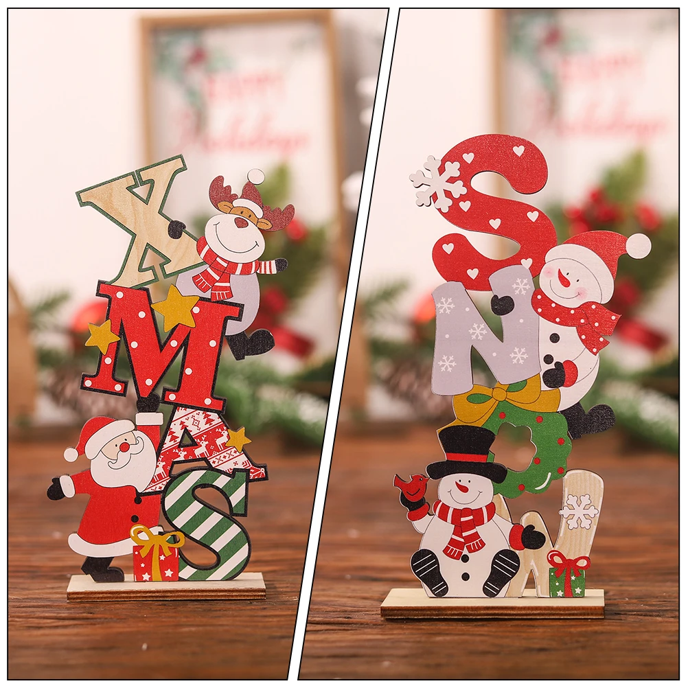 2 Pcs naments Christmas Table Signs Desktop Signs Xmas Desktop Xmas Accessories Home Garden