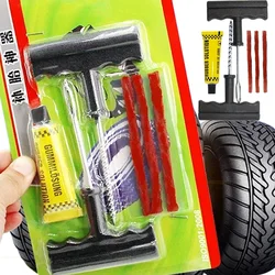 Car Tire Repair Tool Kit with Rubber Strips Tubeless Tyre Puncture Studding Plug Set Motorcycle Truck Vacuum Tire Repair Tool