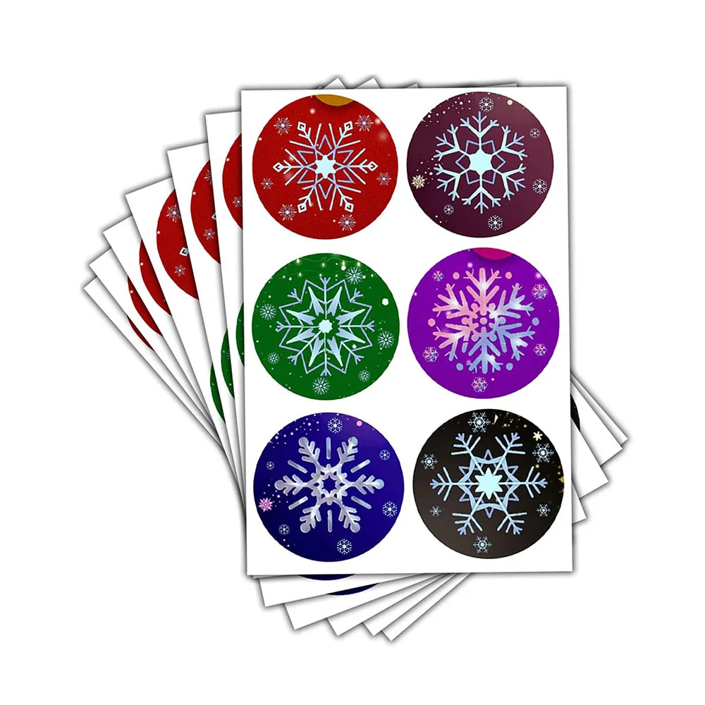 

504 Pcs Remarkable Snowflake Christmas Stickers 2 Inch Round Sealing Labels Decals Holiday Sticker