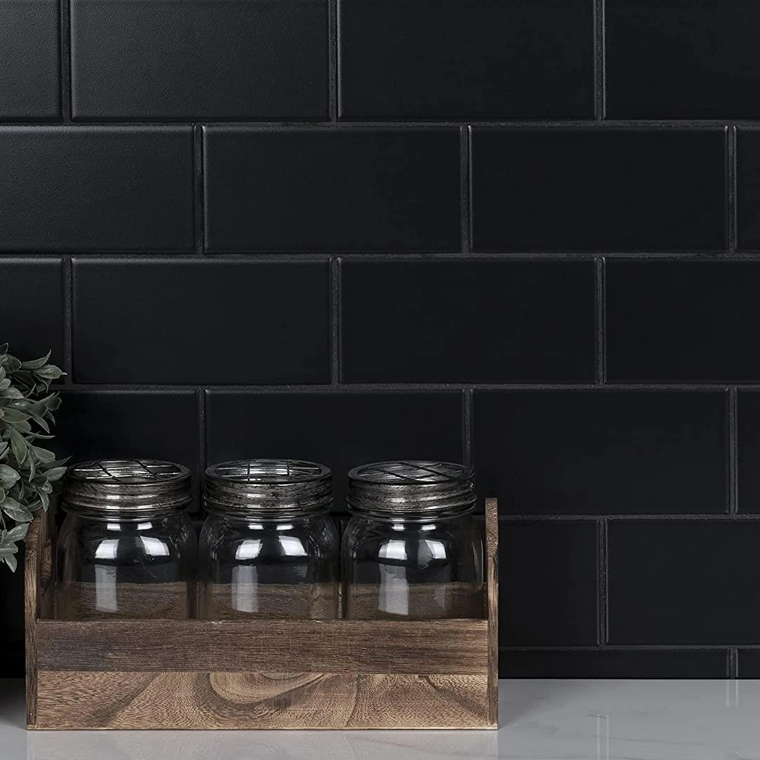 

10 Sheets Backsplash Tile for Kitchen Peel and Stick, Matte Black Self Adhesive Premium Subway Tiles