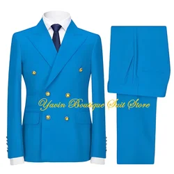 Formal Men's Suit 2 Pieces Double Breasted Jacket Pants Set Slim Fit Men Tuxedo Wedding Prom Suit for Men