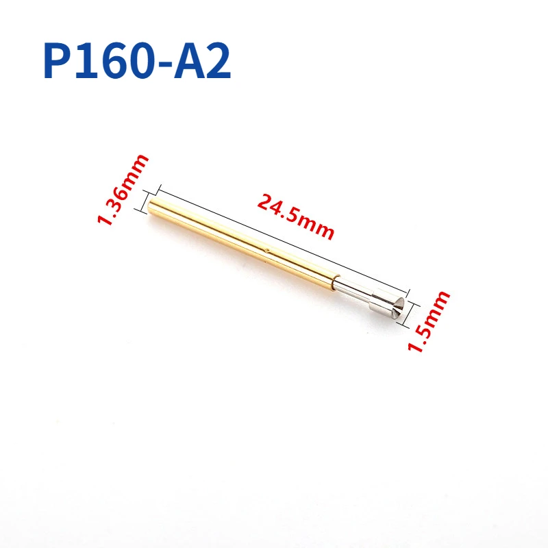 100 PCS/pack P160-A2 Cup-shaped Head Spring Test Pin Needle Tube Outer Diameter 1.36mm Total Length 24.5mm PCB Probe