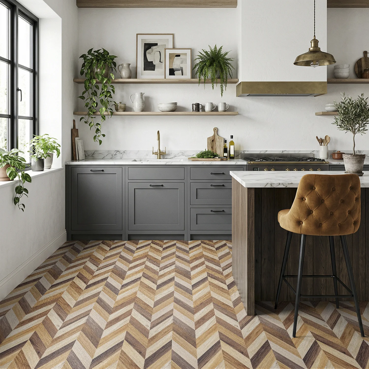 2.5mm Thick Herringbone Peel & Stick Floor Wall Sticker, Waterproof Self Adhesive Wood Look Vinyl Floor Stickers For Home Decor