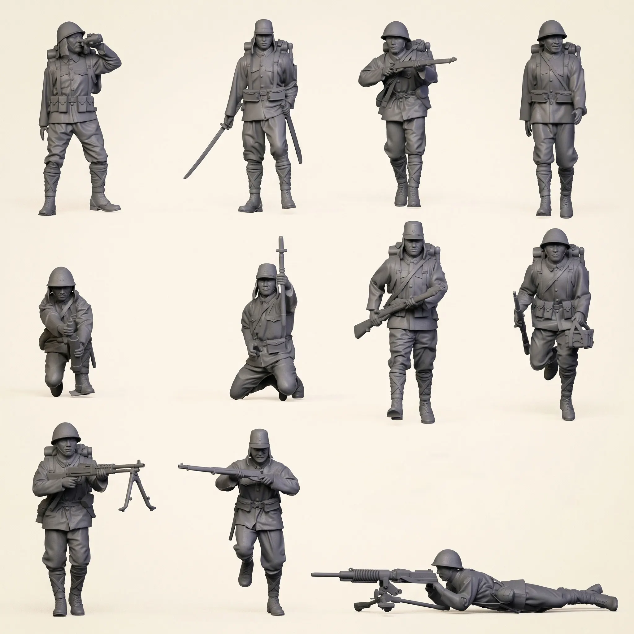 1/35 1/32 Scale Military Resin Models Kits Unpainted 11 Pcs Japan Soldiers