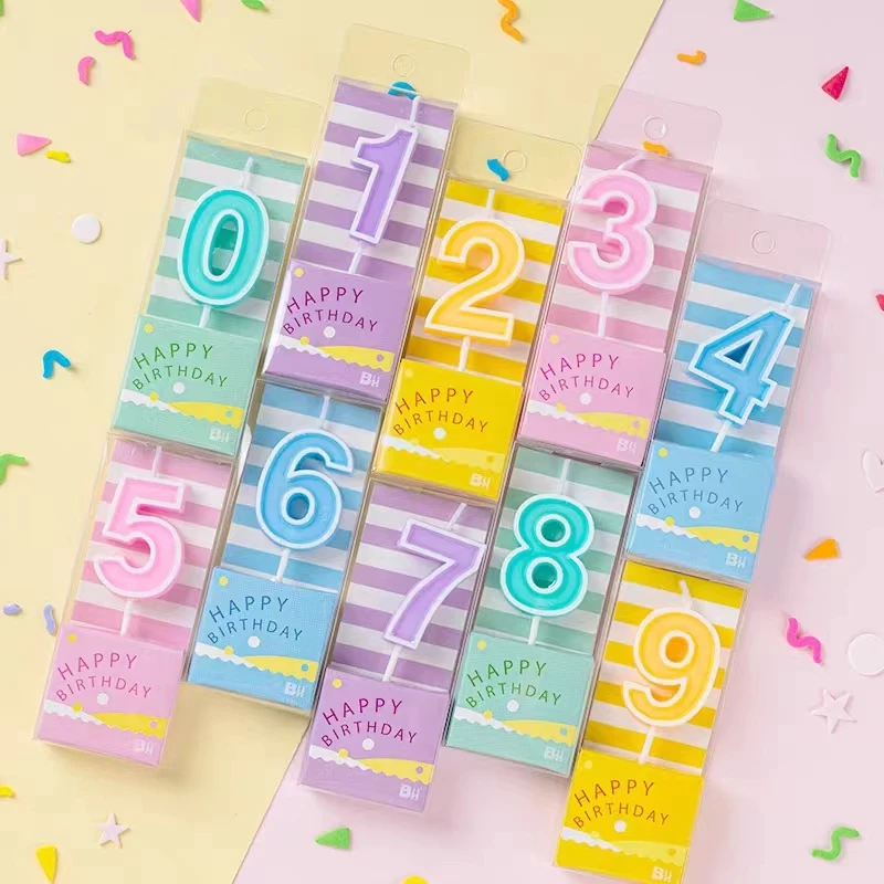 Kinder Macaron Candy Color Happy Birthday Digitale Kerze Kuchen Jahrestag Feier Party Dekoration