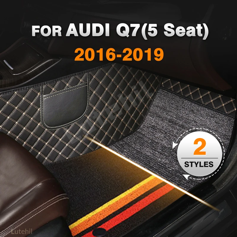 

Двухслойные автомобильные коврики для AUDI Q7 (5 мест) 2016 2017 2018 2019, пользовательские автомобильные подушечки для ног, ковровый чехол, аксессуары для интерьера