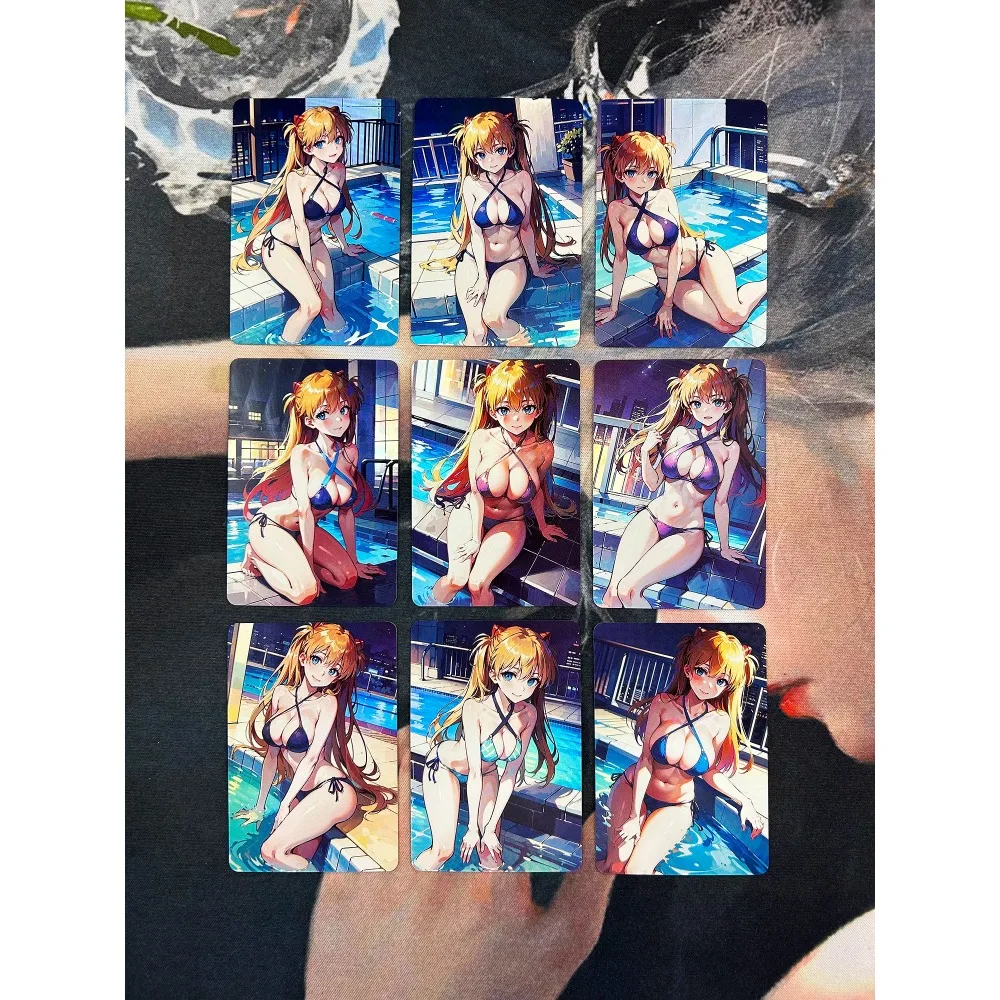 DIY ACG Asuka Langley Soryu EVA Fine Cut Refraction Process Color Flash Card Anime Peripheral Game Collection Card Holiday Gift