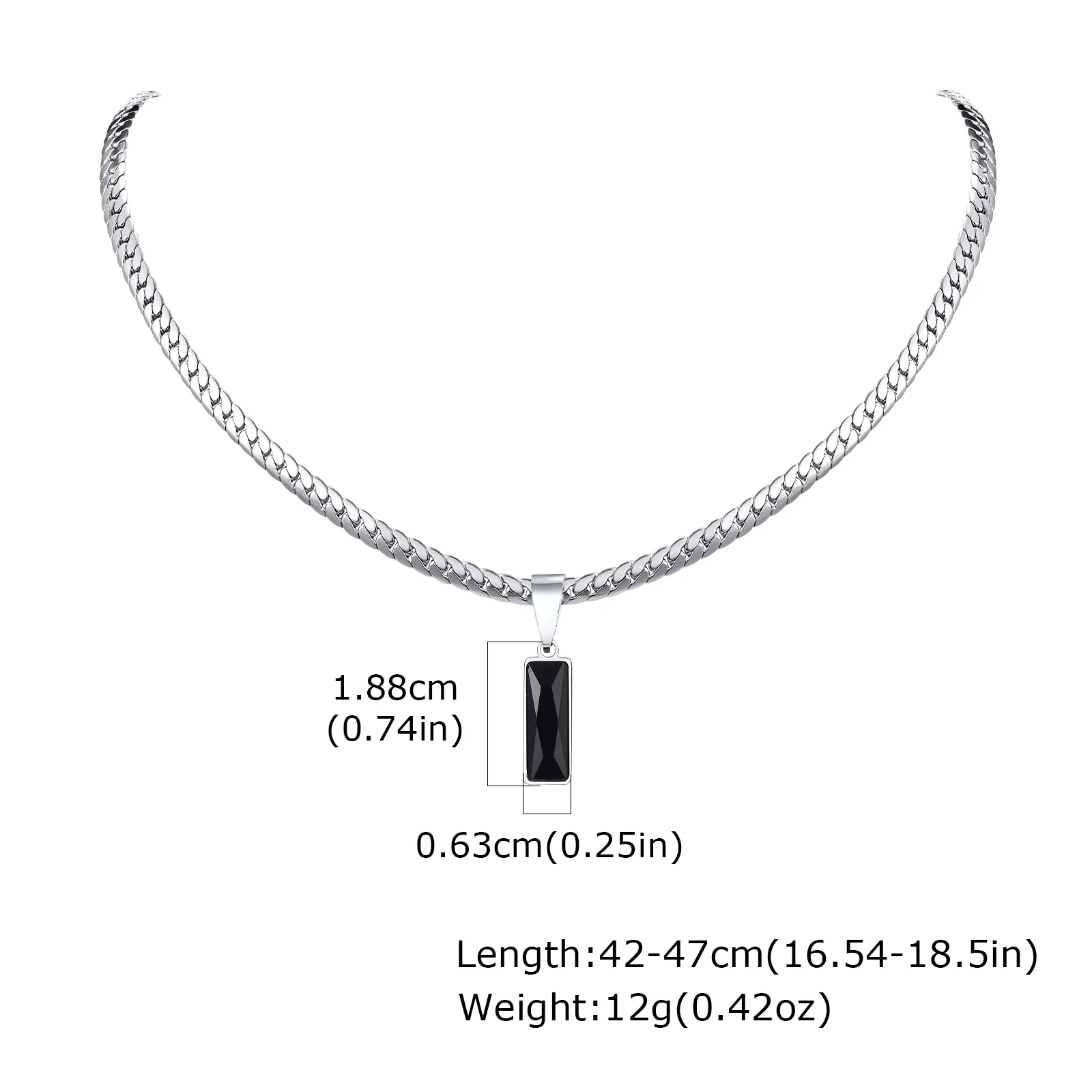 Stilvolle Herren-Halsketten mit geometrischem Stein-Anhänger, flache kubanische Kettenhalsbänder aus Edelstahl, Hip-Hop-Schmuck, Geschenke für ihn und Jungen