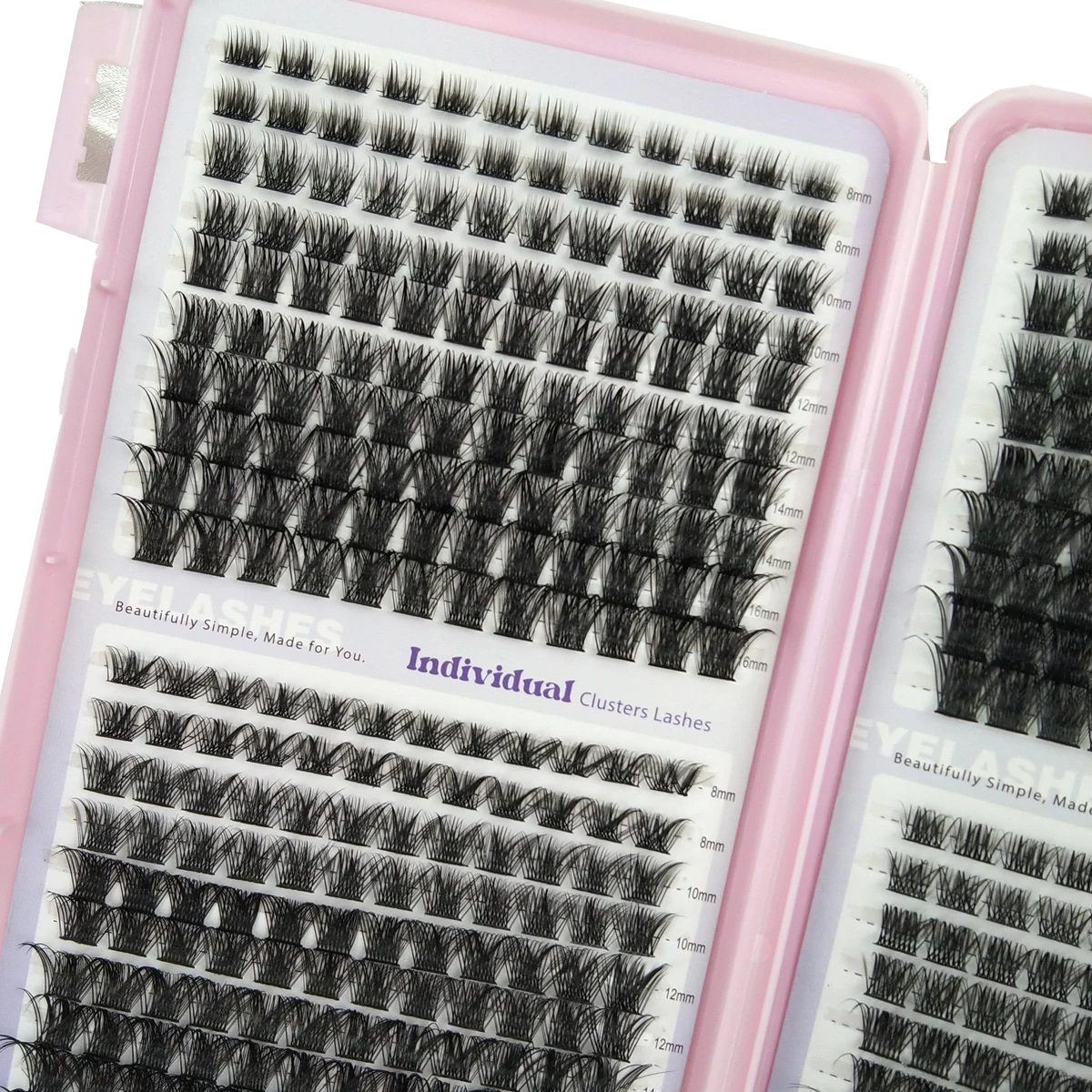 640 einteilige 40-reihige Cluster für falsche Wimpern, D-Rolle, gemischte Cluster für falsche Wimpern, 3D-flauschiges DIY-Set für falsche Wimpern, Kleberpinzette