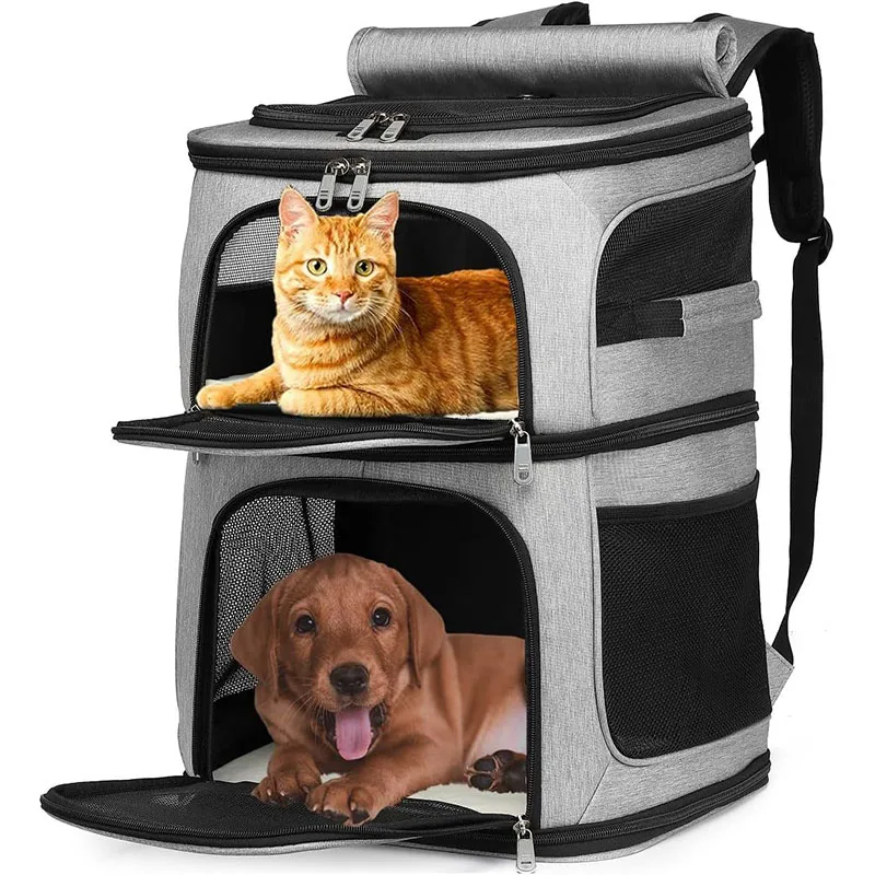 

Double Cat Carrier 2 Cat Dog Backpack Carrier Double Compartment Pet Carrier Backpack For Outdoor Traveling Stroll Picnic Hiking
