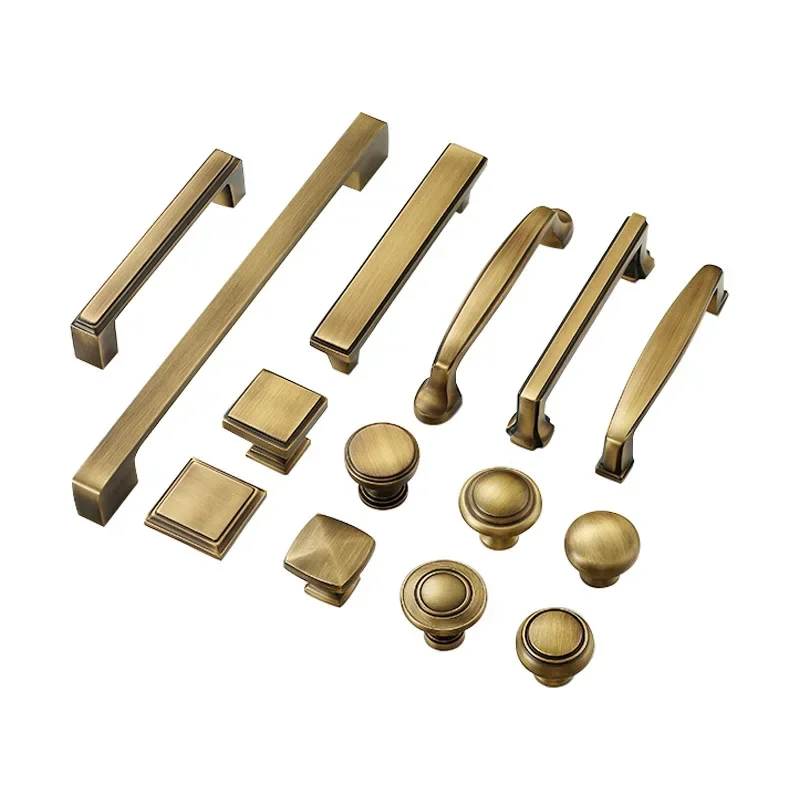 Nordic Vintage Brass Furniture Handles Bronze Cabinet Knobs and Handles Kitchen Hardware Cabinet Pulls Home Accessories