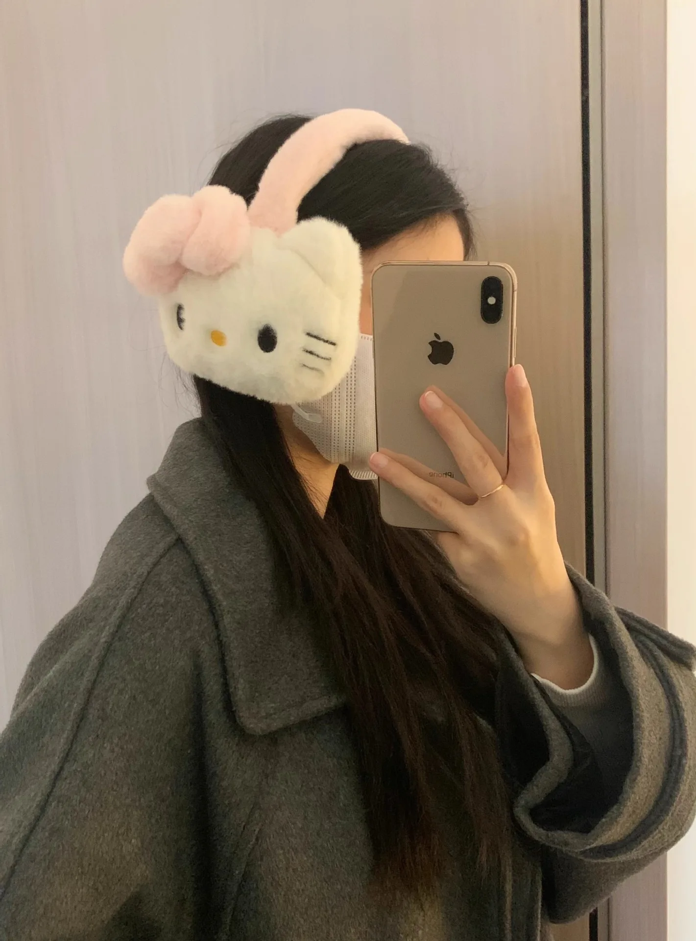 KT Cat Ear Ear Muffs Winter Frost-Proof Ear Muffs Cycling Ear Muffs Adorable Cartoon Cat Warm Ear Muffs Headphone-Style Design G