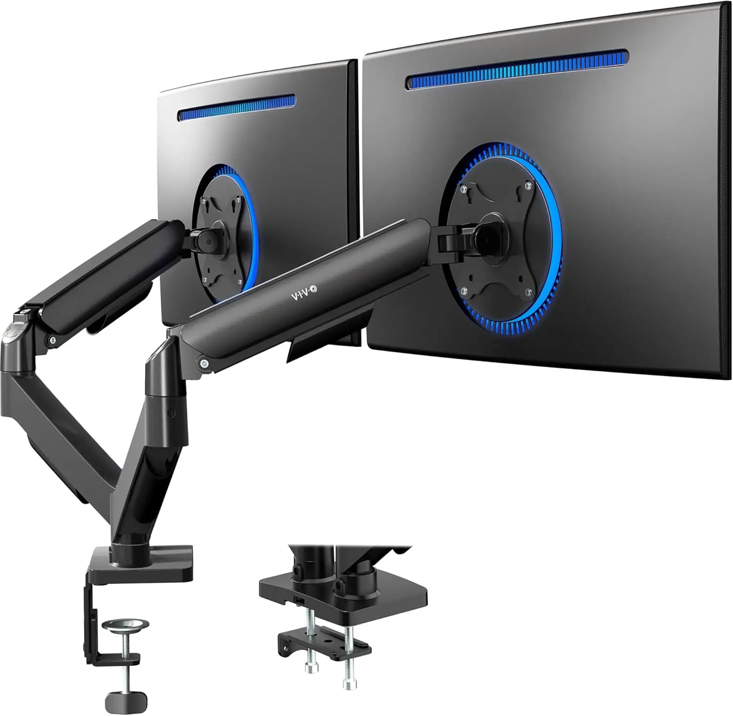 Dual Monitor Stand Fully Adjustable Arms for 17-32 Inch Screens, Mechanical Articulating Desk Mount for Gaming and Office Setups