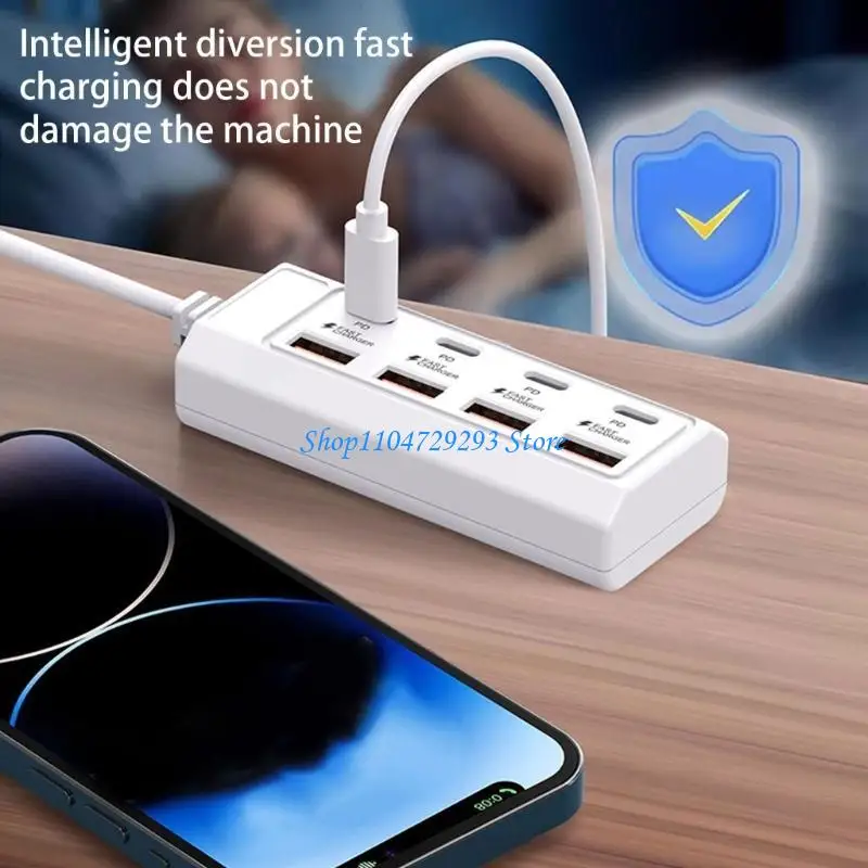 

Y2GD 8 Port USB Type C USB Wall Adapter Multiports Fast Charging Travel Socket Phone USB Plug Adapter