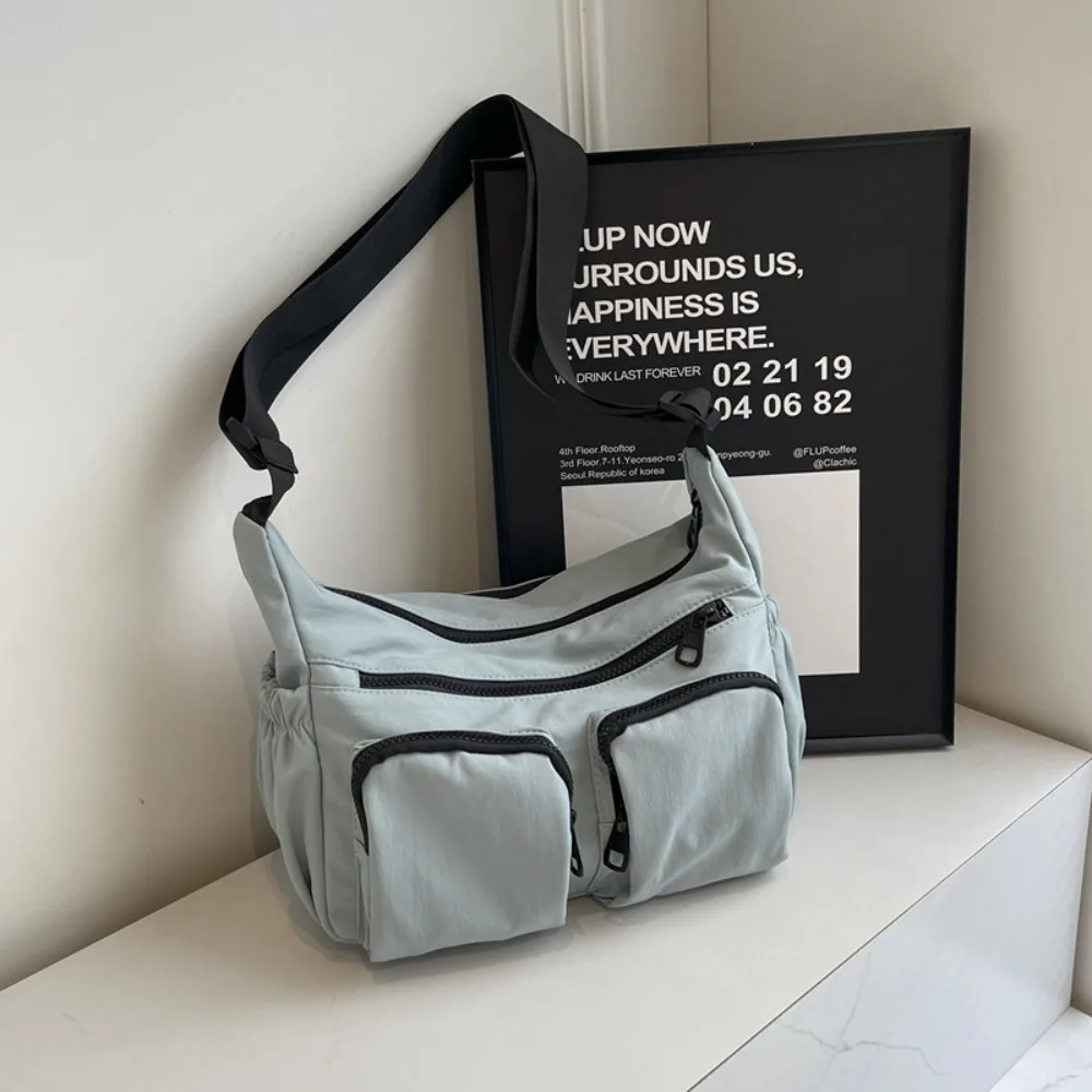 Bolsa tiracolo de grande capacidade para homens e mulheres, estilo Harajuku, bolsa de lona, alça ajustável, bolsa feminina leve