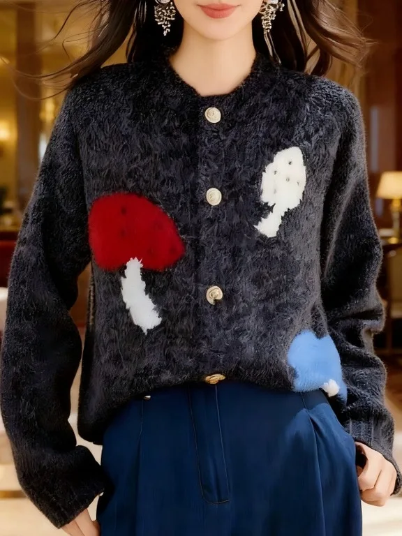 Kardigan damski z dzianiny w stylu koreańskim, miękki i przytulny sweter, swobodny top w stylu college na jesień i zimę, nowość