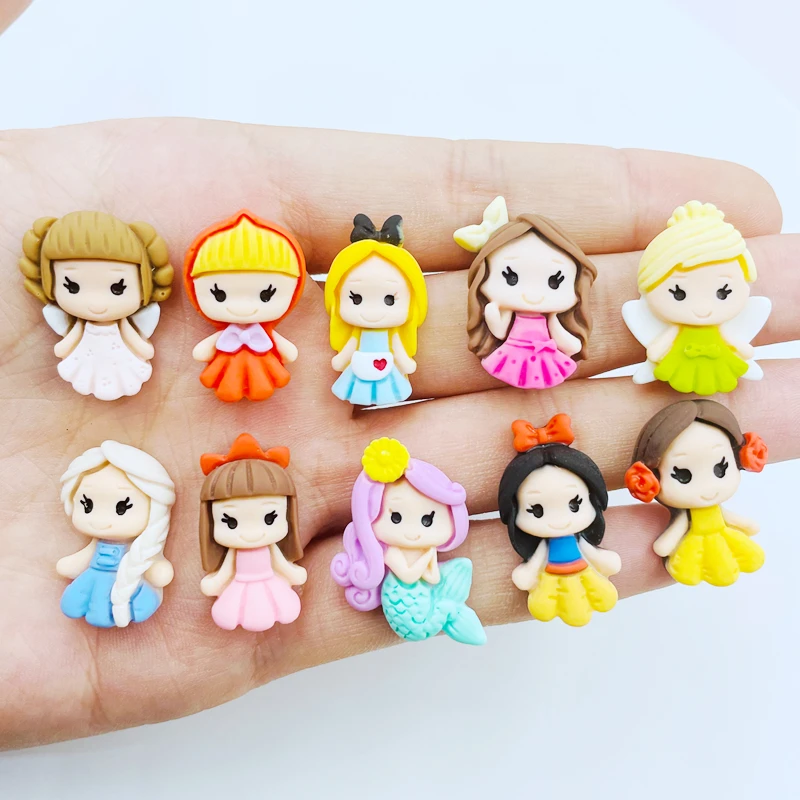 20Pcs New Cute Resin Mini Cartoon Princess Flat Back Cabochon Scrapbook Kawaii DIY Embellishments Accessories A58