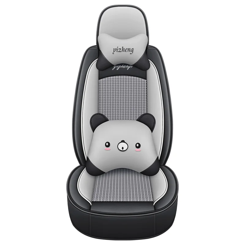 

Ice silk material front single-seat car seat covers, cartoon headrests and lumbar supports, suitable for most car models