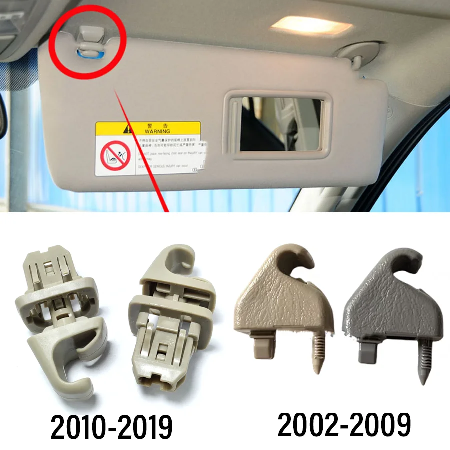 Wooeight 1Pc Gray/Beige Car Sun Visor Hook Clip Bracket For Toyota Prado LC120 LC150 2002-2009 2010-2013 2014-2019 7434833040