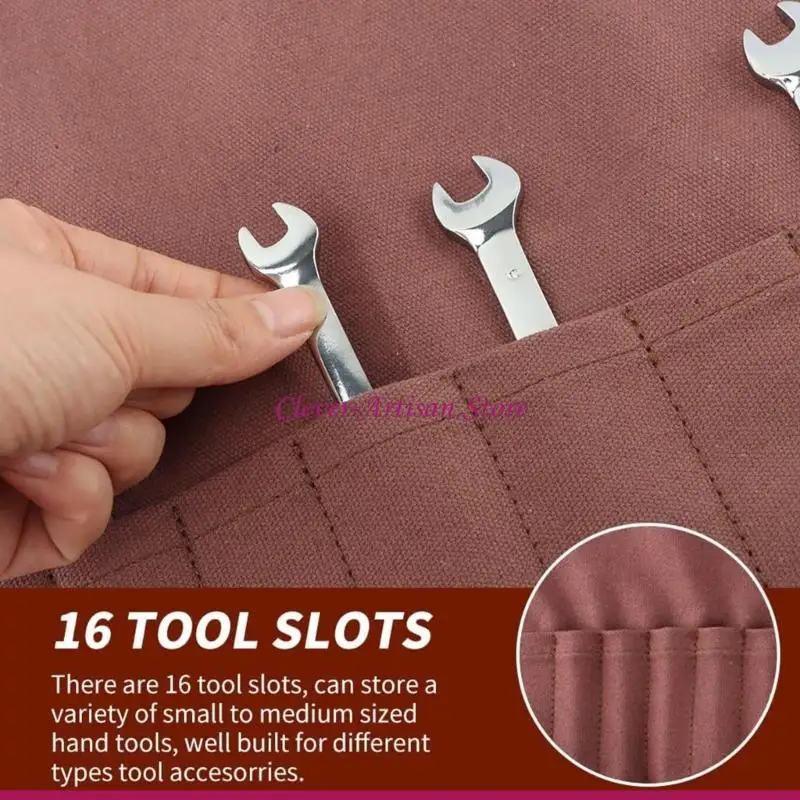 E06B 16 جيبًا لمفتاح الربط عالي التحمل لحقيبة تخزين الأدوات المترية SAE