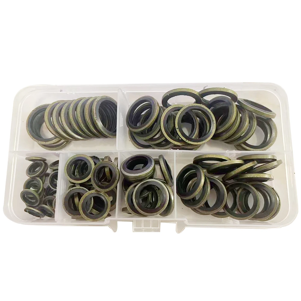 100pcs Bonded Washer Metal Rubber Oil Drain Plug Gasket Fit M6 M8 M10 M12 M14 M16 Combined Washer Sealing Ring