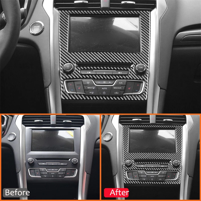 For Ford Mondeo 2013-2019 Carbon Fiber Auto Central Console Navigation Radio Air Conditioning Control Panel Decoration Sticker