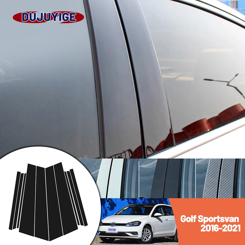 

Bright black carbon fiber door and window B C Pillar sticker suitable For Volkswagen Golf Sportsvan 2016-2021 2017 2018 2019