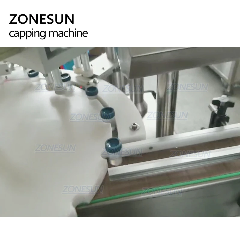 ZONESUN Automatic Pneumatic Bottle Capping Machine High Speed Capper Line for Perfume Essential Oil Beer Water Liquid Vials