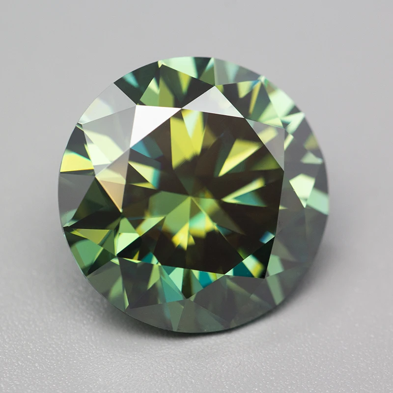 Never Fade Natural Green Color Moissanite Loose Stones 5.0-18.0mm VVS1 Positive Pass Tester with GRA Certificate