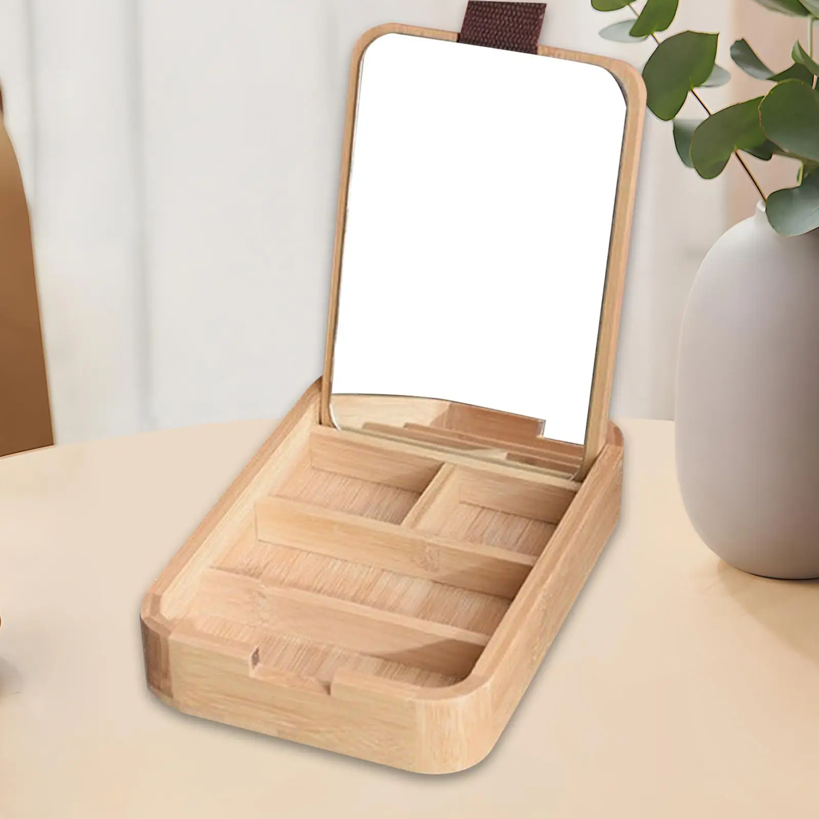 

Деревянный органайзер для ювелирных изделий, шкатулка для сокровищ на память с зеркалом, мульти