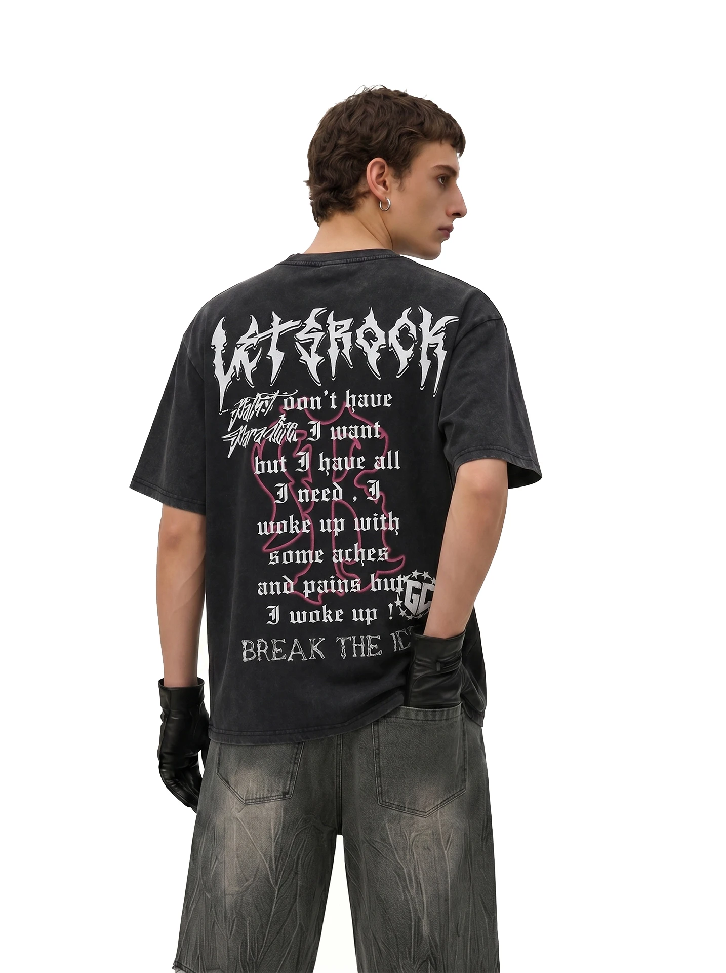 T-Shirt Men's round Neck Short Sleeve Gradient Print American High Street Style Loose Fit Casual Top for Youth Summer Wear